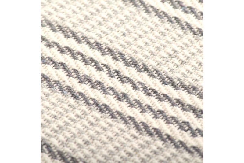 Filt bomull ränder 220x250 cm grå och vit - Textilier & mattor - Kuddar & plädar - Filtar & plädar