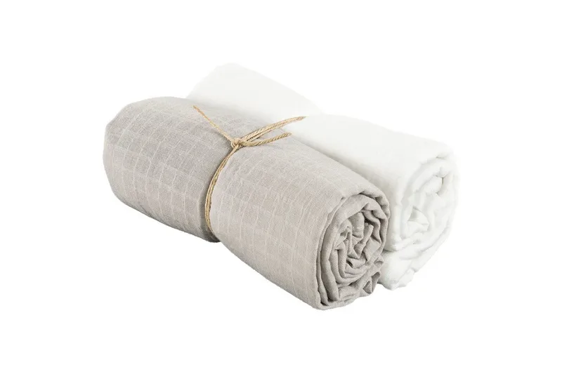Muslinwrap 2-Pack - Vit/Grå (110 x 110 cm) - Textilier & mattor - Kuddar & plädar - Filtar & plädar