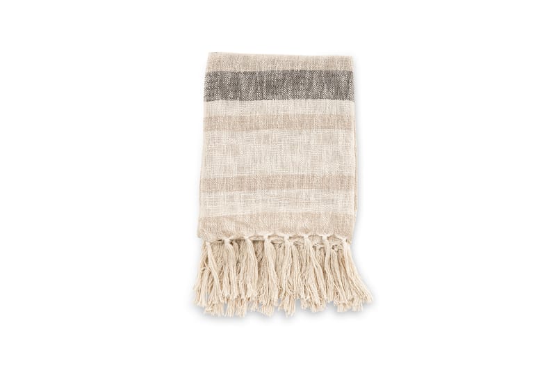 Sandy Pläd 130x170 cm - Offwhite/Mörkgrön/Beige - Textilier & mattor - Kuddar & plädar - Filtar & plädar