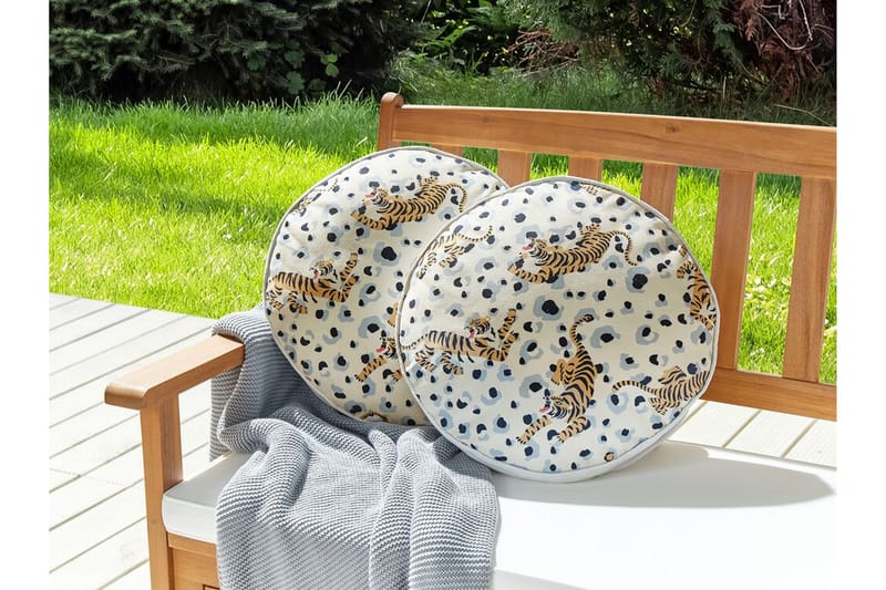 MATINO Utomhuskudde 40 cm Rund Beige/Blå/Brun - Textilier & mattor - Kuddar & plädar - Utomhuskudde