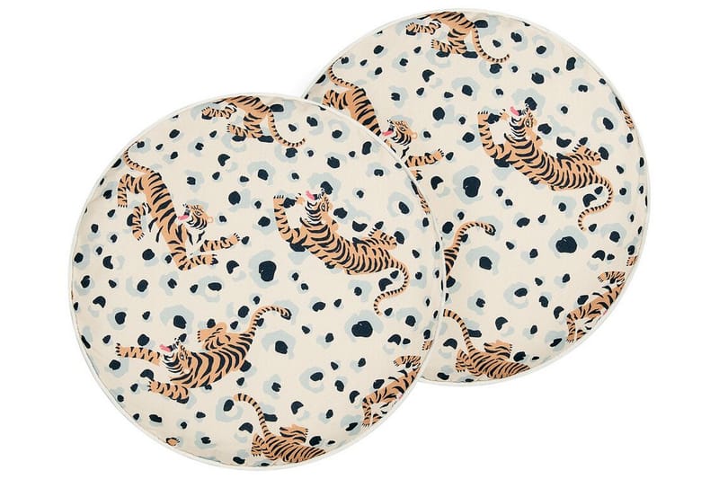 MATINO Utomhuskudde 40 cm Rund Beige/Blå/Brun - Textilier & mattor - Kuddar & plädar - Utomhuskudde