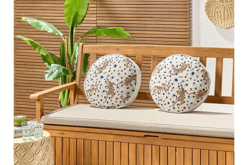 MATINO Utomhuskudde 40 cm Rund Beige/Blå/Brun - Textilier & mattor - Kuddar & plädar - Utomhuskudde