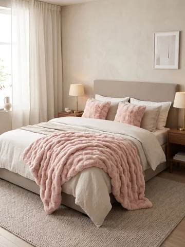 Pläd Bubble 150x220 cm - Rosa - Textilier & mattor - Kuddar & plädar - Filtar & plädar