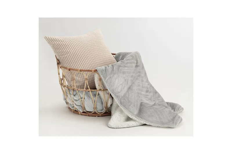 Pläd Sherpa 130 x 170 cm - Grå - Textilier & mattor - Kuddar & plädar - Filtar & plädar