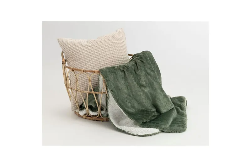 Pläd Sherpa 130 x 170 cm - Grön - Textilier & mattor - Kuddar & plädar - Filtar & plädar