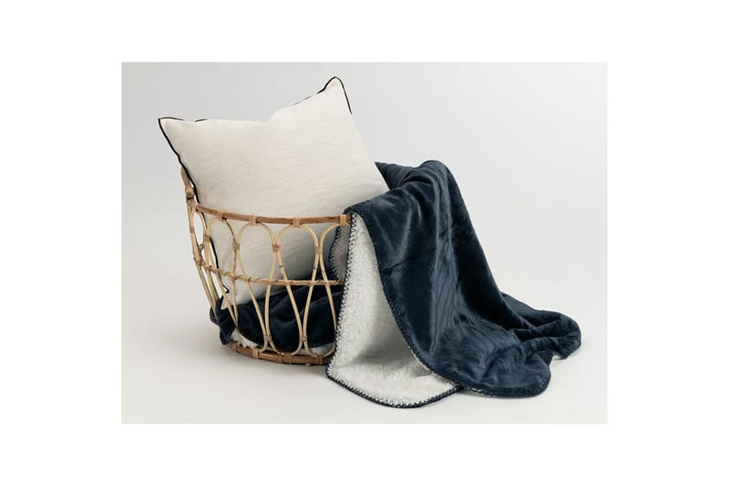 Pläd Sherpa 130 x 170 cm, Marinblå