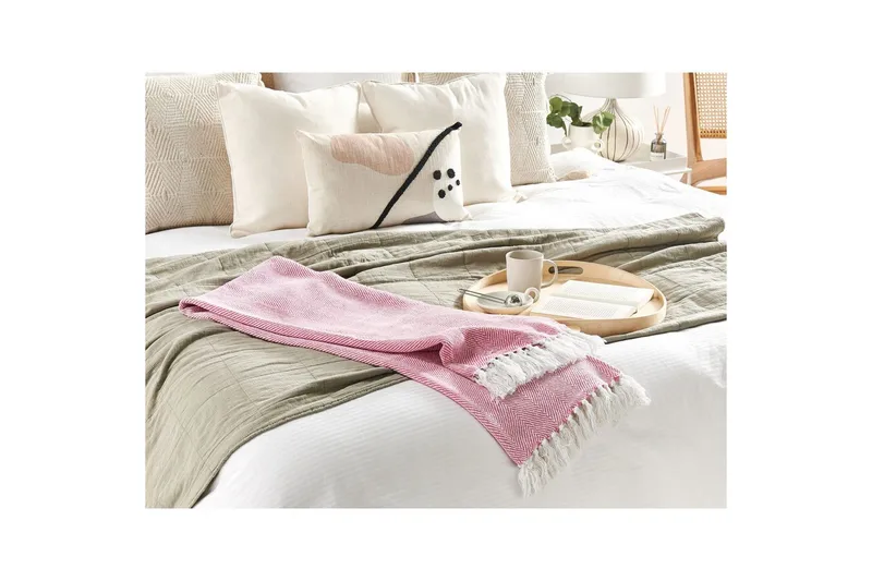 Pläd Tangier Rosa/Vit - Rosa/Vit - Textilier & mattor - Kuddar & plädar - Filtar & plädar