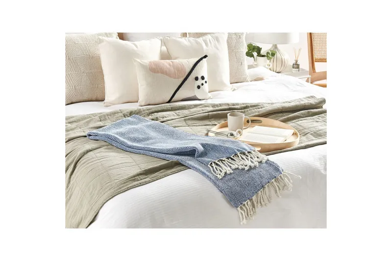 Pläd Tilmi Blå/Vit - Blå/Vit - Textilier & mattor - Kuddar & plädar - Filtar & plädar