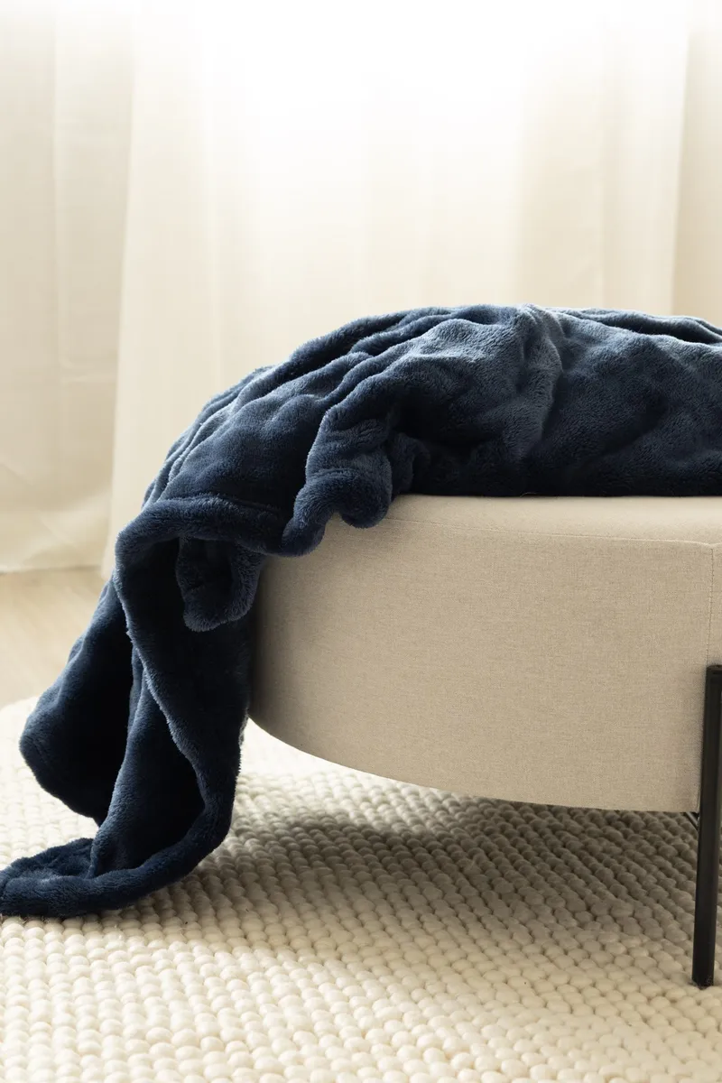 Pläd Pom Pom 130x170 cm, Navy