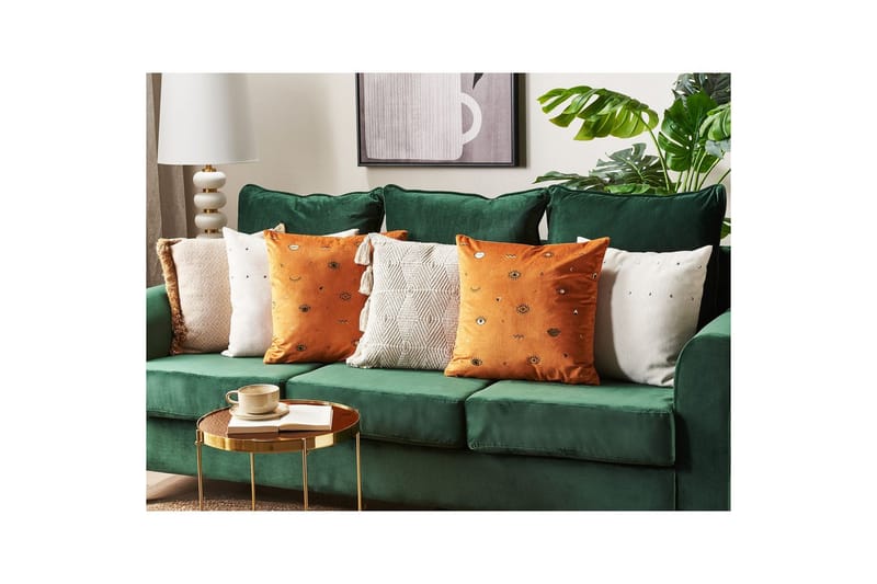 Prydnadskuddar Aeonium set om 2 Orange/svart - Orange/svart - Textilier & mattor - Kuddar & plädar
