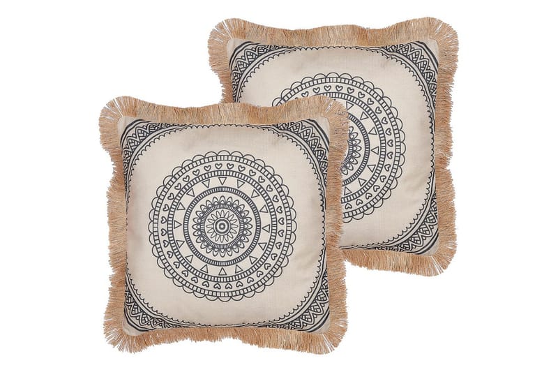Prydnadskuddar Agrimony set om 2 Beige/svart - Beige/svart - Textilier & mattor - Kuddar & plädar