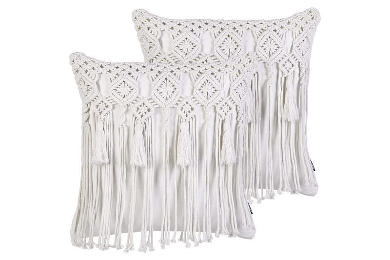 Prydnadskuddar Bamian set om 2 Vit, Vit
