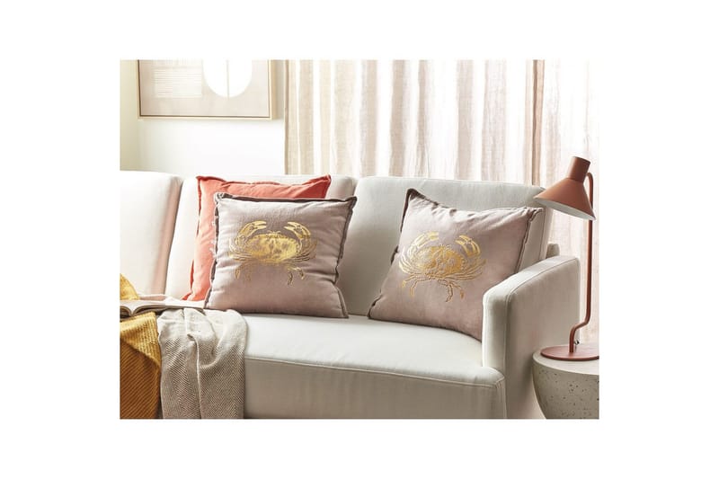 Prydnadskuddar Bossiella set om 2 Beige/guld - Beige/guld - Textilier & mattor - Kuddar & plädar - Utomhuskudde