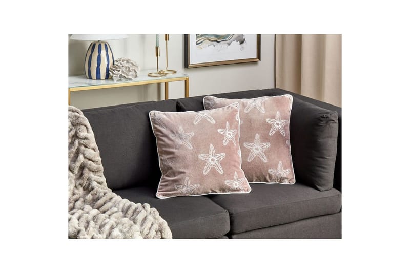 Prydnadskuddar Ceramium set om 2 Rosa/Vit - Rosa/Vit - Textilier & mattor - Kuddar & plädar