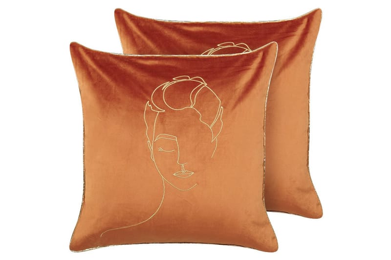 Prydnadskuddar Crocus set om 2 Orange/guld, Orange/guld