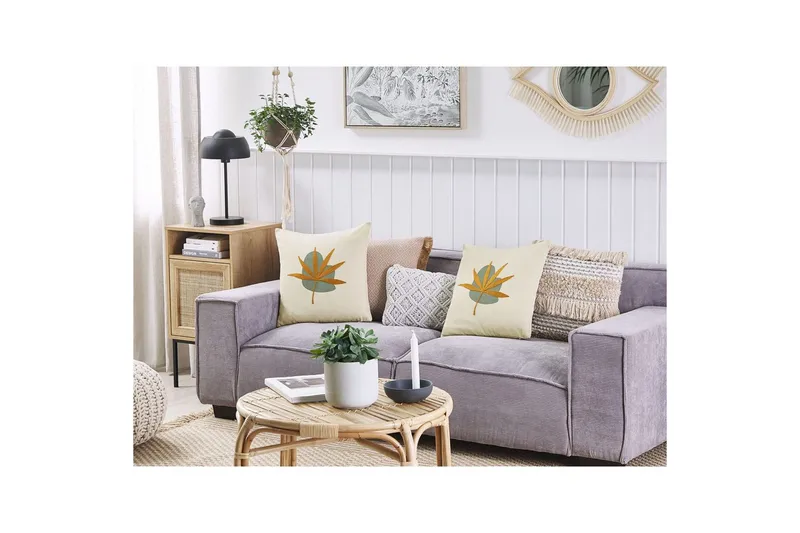 Prydnadskuddar Davallia set om 2 Beige/blå/orange - Beige/blå/orange - Textilier & mattor - Kuddar & plädar - Utomhuskudde