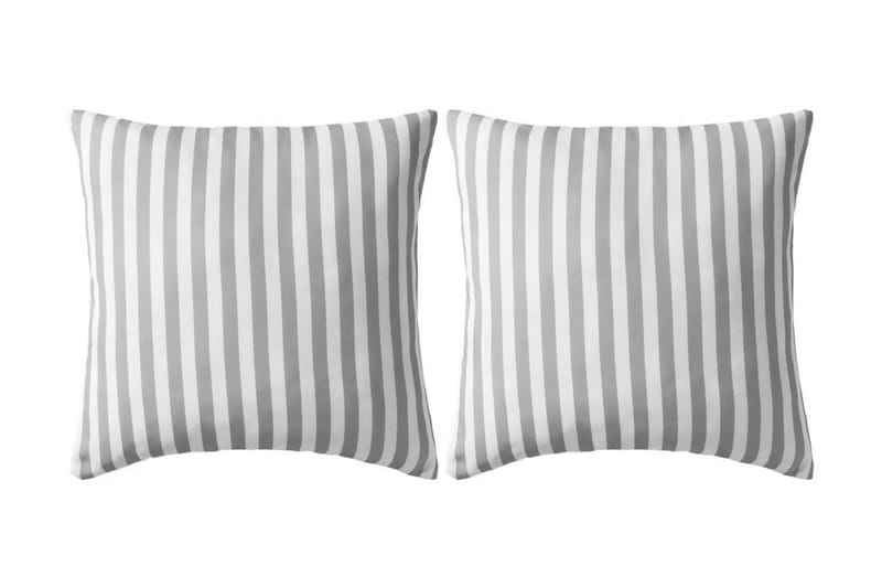 Prydnadskuddar för trädgården 2 st 45x45 cm randiga grå - Textilier & mattor - Kuddar & plädar