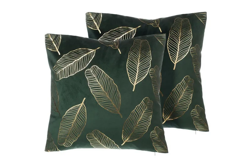 Prydnadskuddar Freesia set om 2 Grön/guld, Grön/guld