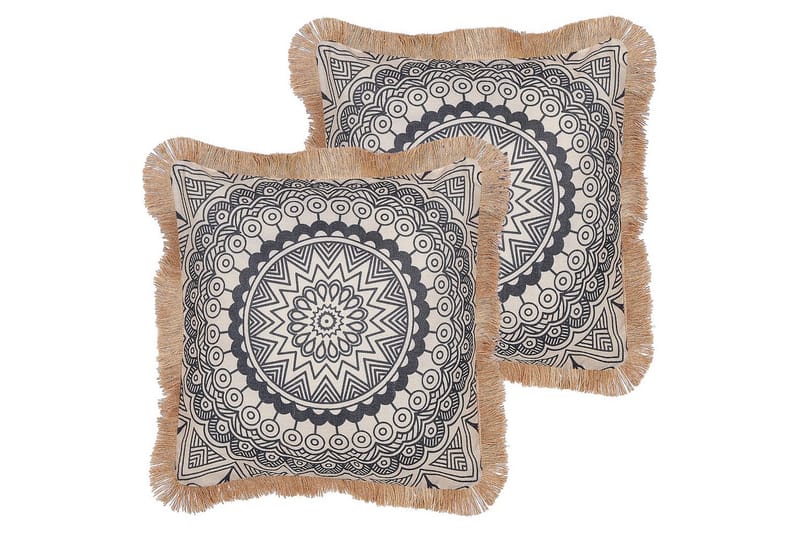 Prydnadskuddar Geranium set om 2 Beige/svart - Beige/svart - Textilier & mattor - Kuddar & plädar - Utomhuskudde
