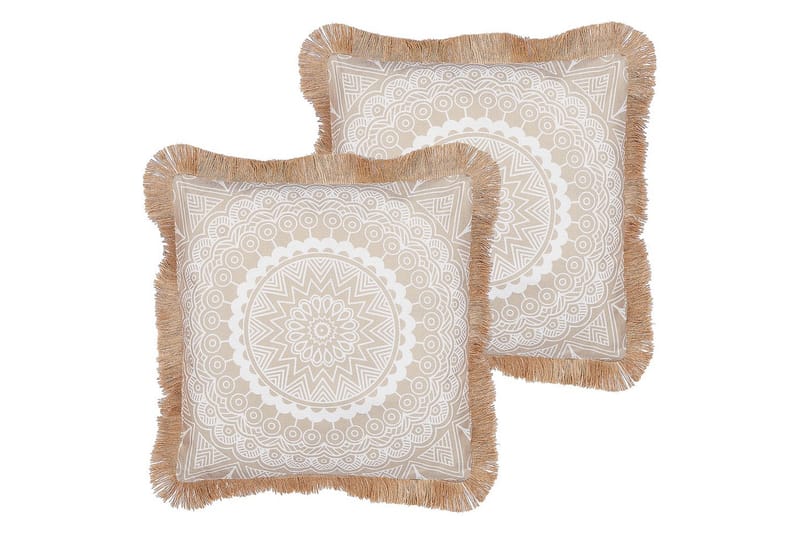 Prydnadskuddar Geranium set om 2 Beige/vit - Beige/vit - Textilier & mattor - Kuddar & plädar - Utomhuskudde