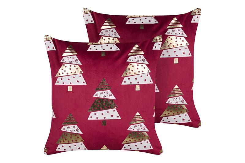 Prydnadskuddar Goldspruce set om 2 Röd/guld/vit - Röd/guld/vit - Textilier & mattor - Kuddar & plädar