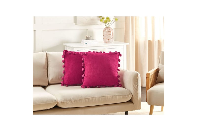 Prydnadskuddar Jasmine set om 2 Fuchsia - Fuchsia - Textilier & mattor - Kuddar & plädar - Utomhuskudde