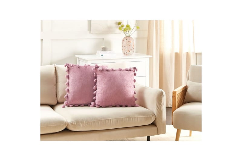 Prydnadskuddar Jasmine set om 2 Rosa - Rosa - Textilier & mattor - Kuddar & plädar - Utomhuskudde