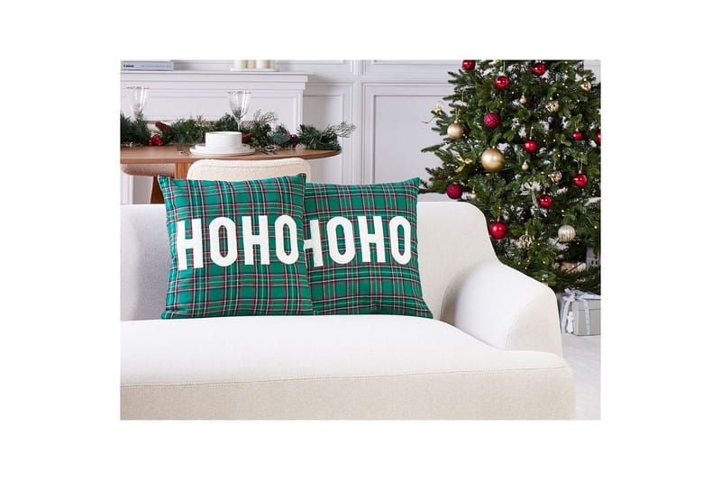 Prydnadskuddar Joycandy set om 2 Grön/Röd/Svart/Vit, Fyrkantig - Grön/Röd/Svart/Vit, Fyrkantig - Textilier & mattor - Kuddar & plädar - Utomhuskudde