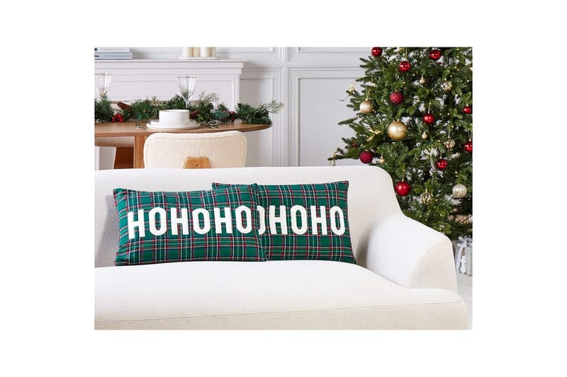 Prydnadskuddar Joycandy set om 2 Grön/Röd/Svart/Vit, Rektangulär - Grön/Röd/Svart/Vit, Rektangulär - Textilier & mattor - Kuddar & plädar - Utomhuskudde