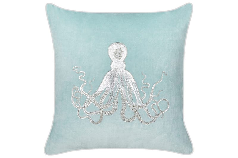 Prydnadskuddar Laminaria set om 2 Blå/Silver - Blå/Silver - Textilier & mattor - Kuddar & plädar - Utomhuskudde