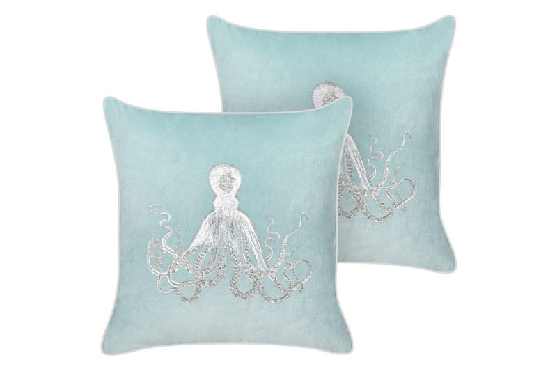 Prydnadskuddar Laminaria set om 2 Blå/Silver, Blå/Silver