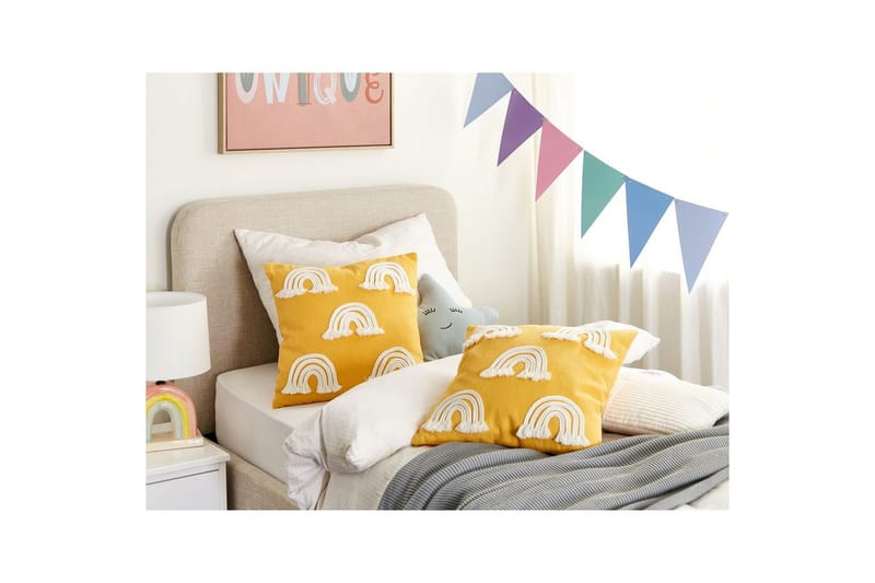 Prydnadskuddar Leea set om 2 Gul/Vit - Gul/Vit - Textilier & mattor - Kuddar & plädar - Utomhuskudde