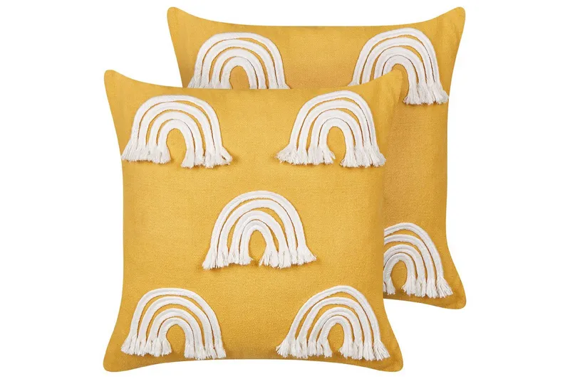 Prydnadskuddar Leea set om 2 Gul/Vit, Gul/Vit