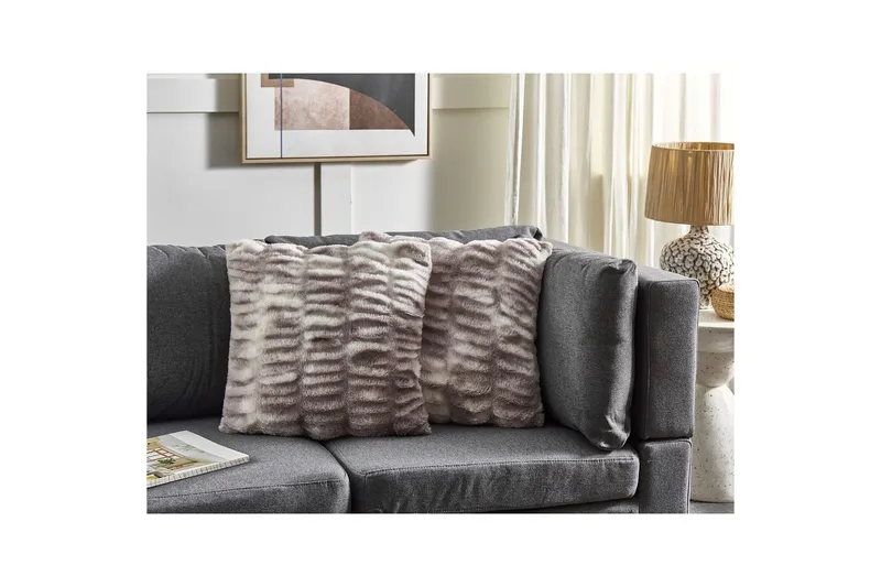 Prydnadskuddar Macodes set om 2 Ljusgrå - Ljusgrå - Textilier & mattor - Kuddar & plädar - Utomhuskudde