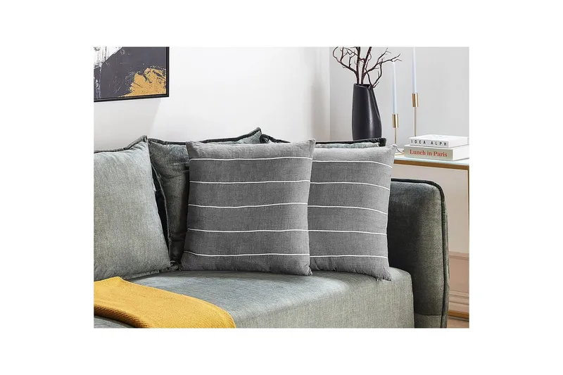 Prydnadskuddar Milas set om 2 Grå/vit - Grå/vit - Textilier & mattor - Kuddar & plädar - Utomhuskudde