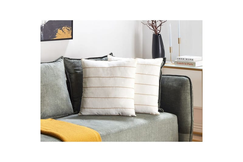 Prydnadskuddar Milas set om 2 Vit/Beige - Vit/Beige - Textilier & mattor - Kuddar & plädar - Utomhuskudde