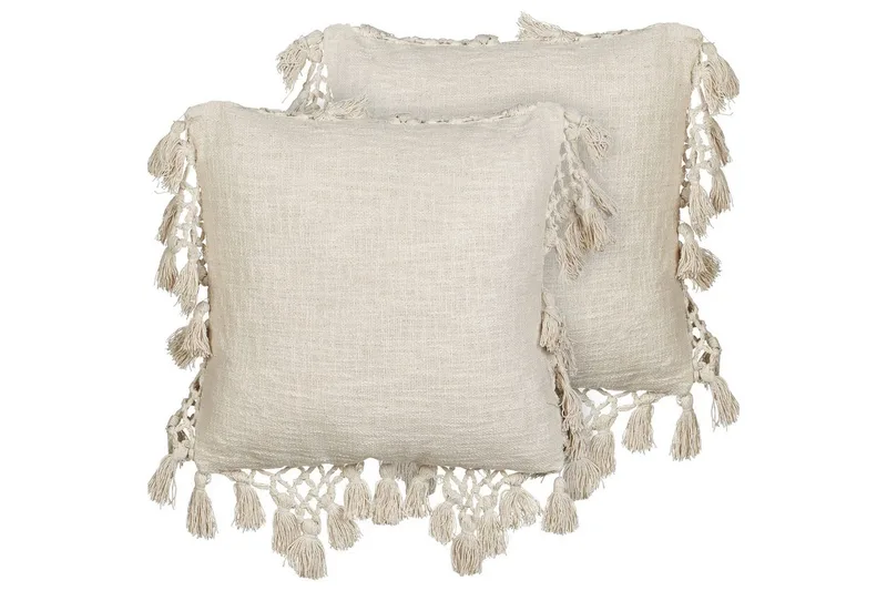 Prydnadskuddar Olearia set om 2 Beige - Beige - Textilier & mattor - Kuddar & plädar