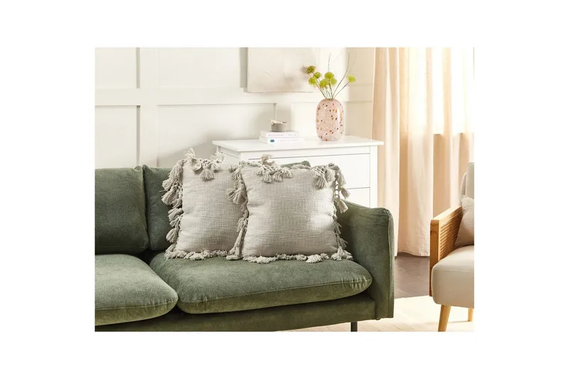 Prydnadskuddar Olearia set om 2 Beige - Beige - Textilier & mattor - Kuddar & plädar