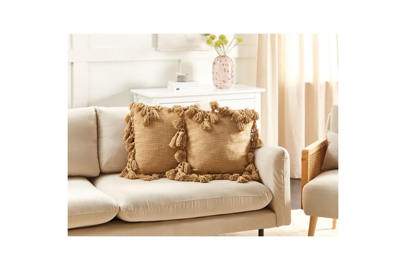 Prydnadskuddar Olearia set om 2 Sandeige - Sandeige - Textilier & mattor - Kuddar & plädar