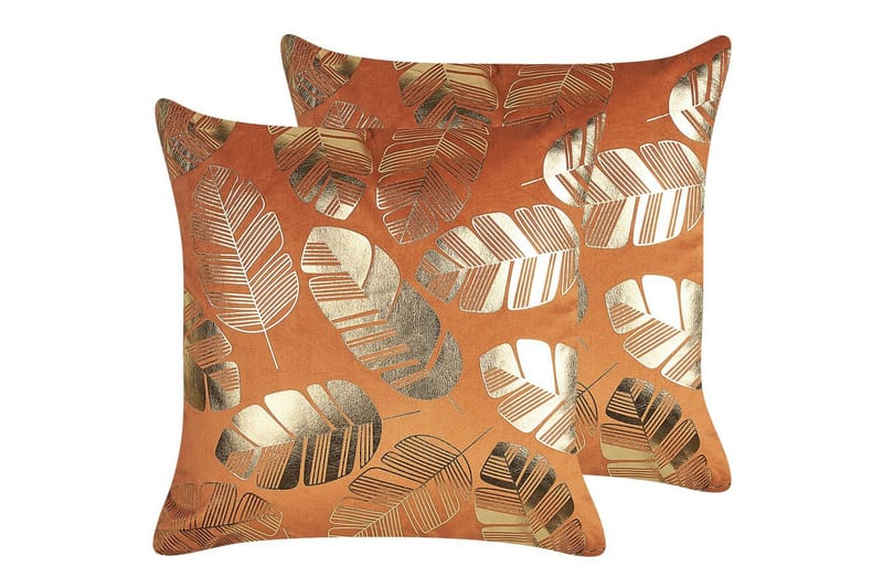 Prydnadskuddar Sunflower set om 2 Orange/guld, Orange/guld