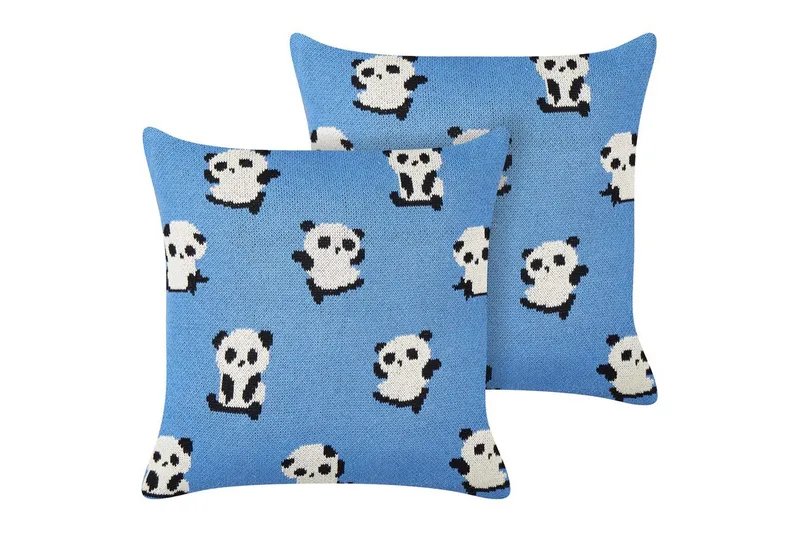 Prydnadskuddar Talokan set om 2 Blå/svart/vit, Blå/svart/vit