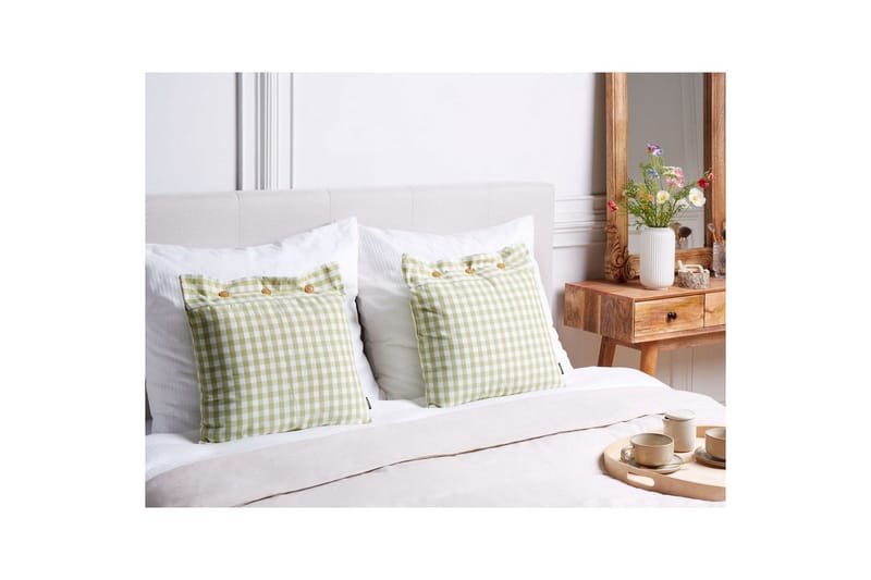 Prydnadskuddar Talya set om 2 Grönt/vitt/ljust trä, Fyrkantig - Grönt/vitt/ljust trä, Fyrkantig - Textilier & mattor - Kuddar & plädar