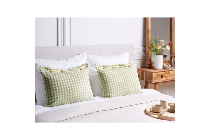 Prydnadskuddar Talya set om 2 Grönt/vitt/ljust trä, Rektangulär - Grönt/vitt/ljust trä, Rektangulär - Textilier & mattor - Kuddar & plädar