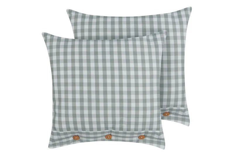 Prydnadskuddar Talya set om 2 Mintrönt/vitt/ljust trä, Fyrkantig, Mintrönt/vitt/ljust trä, Fyrkantig