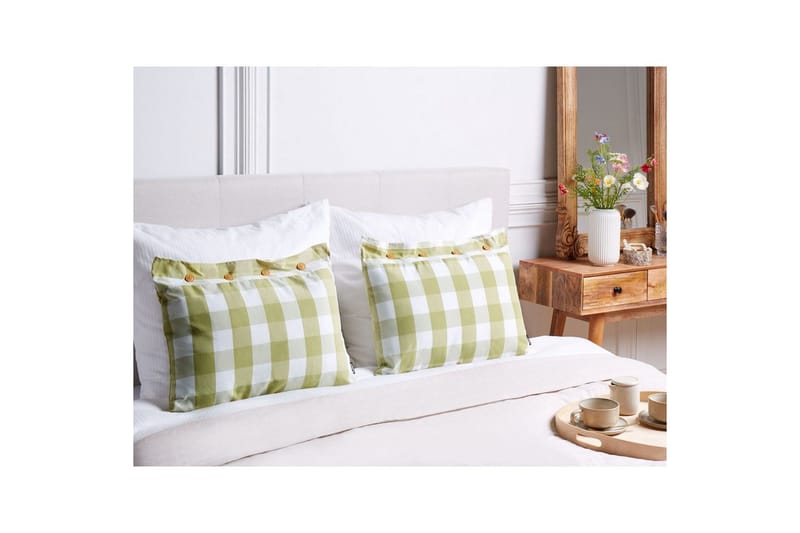 Prydnadskuddar Tamnine set om 2 Grön/Vit, Rektangulär - Grön/Vit, Rektangulär - Textilier & mattor - Kuddar & plädar