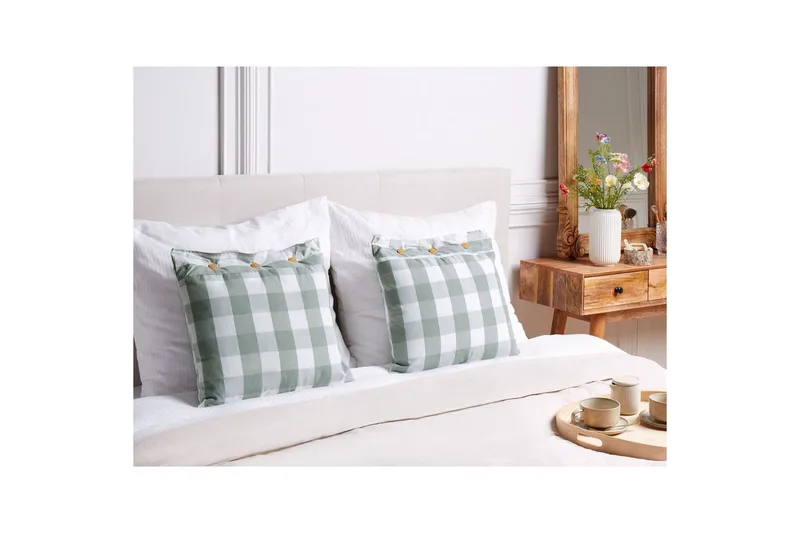Prydnadskuddar Tamnine set om 2 Mintgrön/Vit, Fyrkantig - Mintgrön/Vit, Fyrkantig - Textilier & mattor - Kuddar & plädar