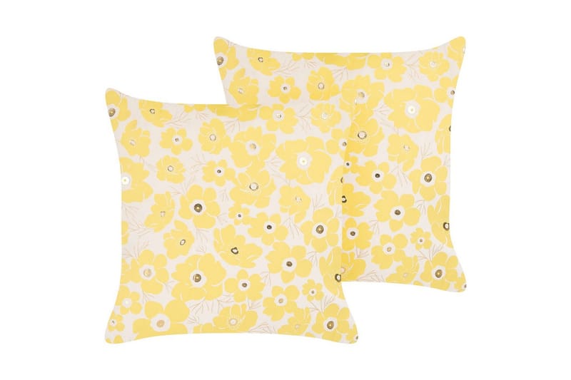 Prydnadskuddar Triteleia set om 2 Gul/Beige/Guld, Gul/Beige/Guld