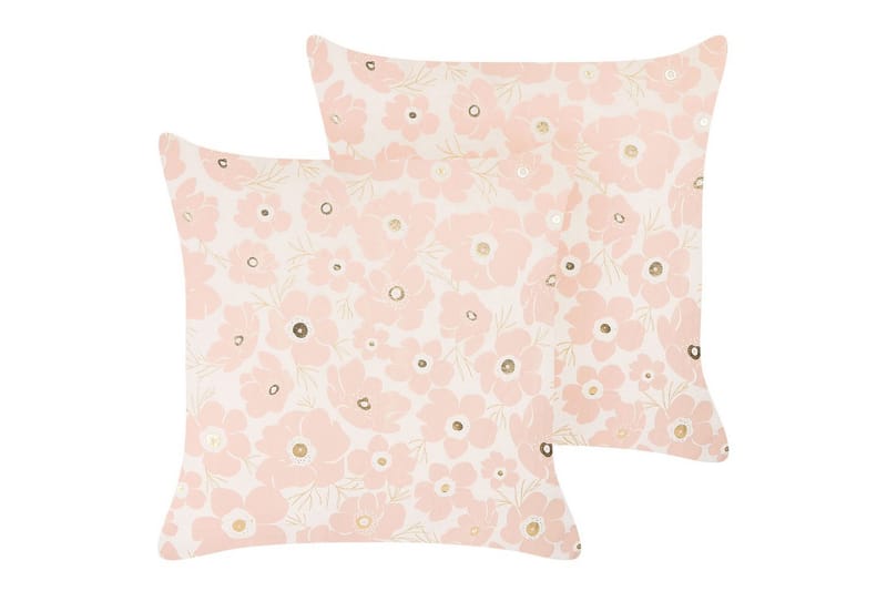 Prydnadskuddar Triteleia set om 2 Rosa/guld/beige - Rosa/guld/beige - Textilier & mattor - Kuddar & plädar