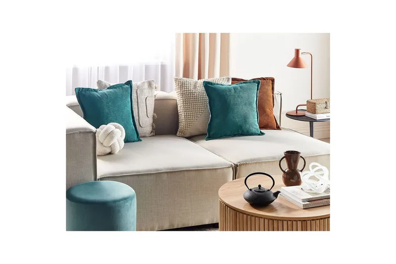 Prydnadskuddar Zinnia set om 2 Blå, Fyrkantig - Blå, Fyrkantig - Textilier & mattor - Kuddar & plädar