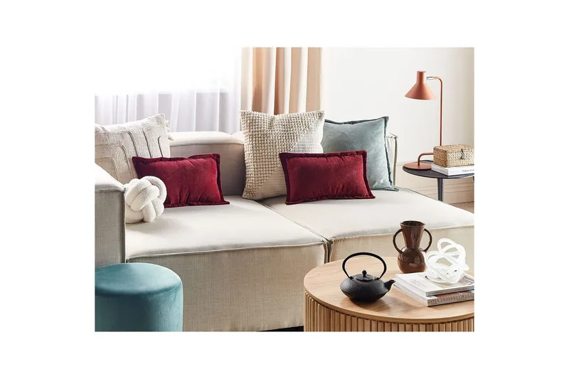 Prydnadskuddar Zinnia set om 2 Röd, Rektangulär - Röd, Rektangulär - Textilier & mattor - Kuddar & plädar